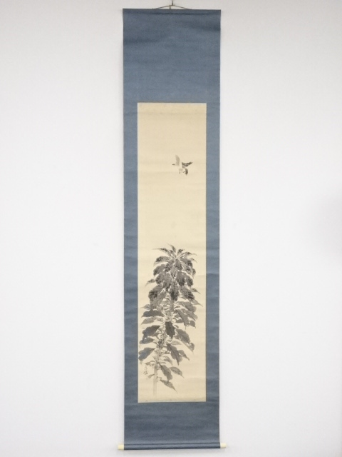 JAPANESE HANGING SCROLL / HAND PAINTED / BIRD / BY KEIJU IMAI